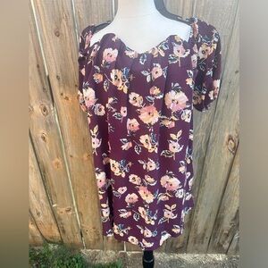 Miami women's purple floral strapless dress size M